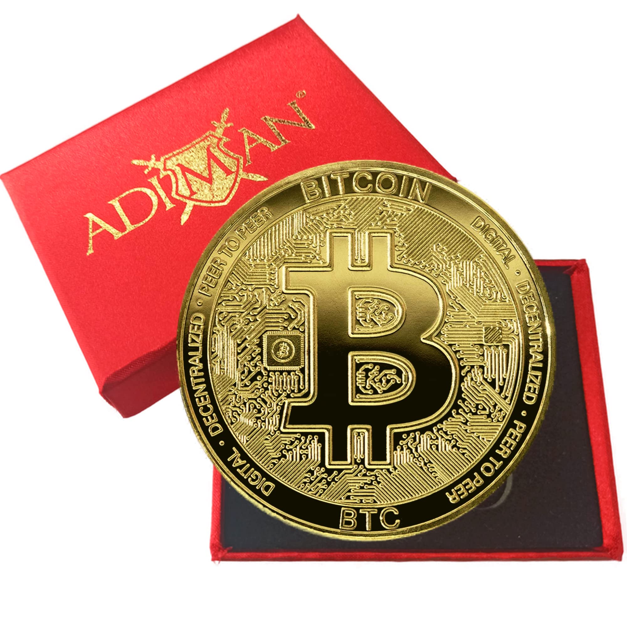 Bitcoin Gold-Plated Coin Ornament ビット Adiman Bitcoin Collectible Coin Cryptocurrency Rare to get